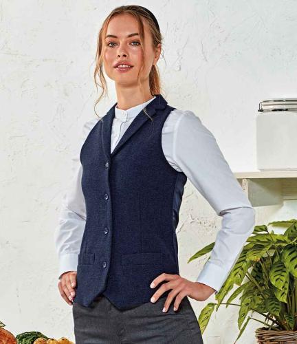 Premier Ladies Herringbone Waistcoat - NAV - XXL